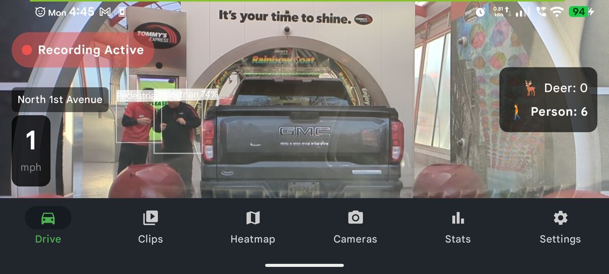 DriveSight AI detection showing YOLOv8 bounding boxes on vehicles